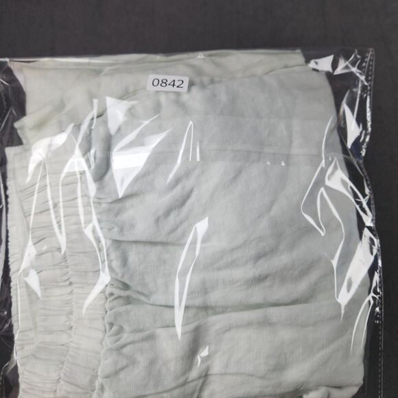 M Rena Linen Pants Women's Sz Large Blend Wide Slit Leg Distressed Look USA Made - Picture 11 of 12